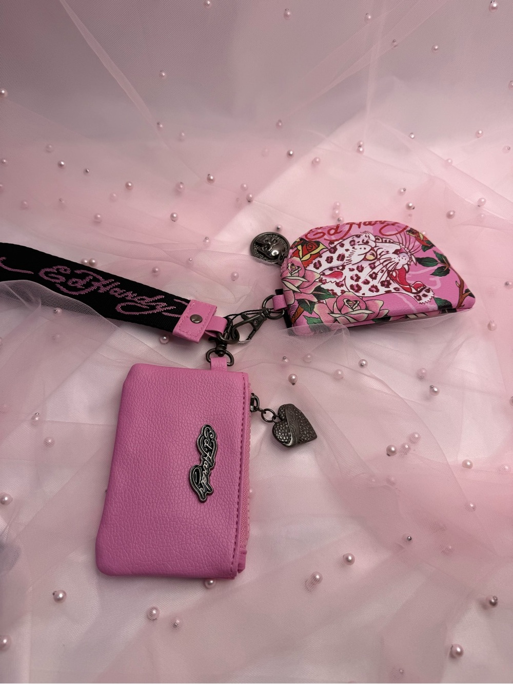 Ed Hardy Pink Tiger Graphic Print Wristlet